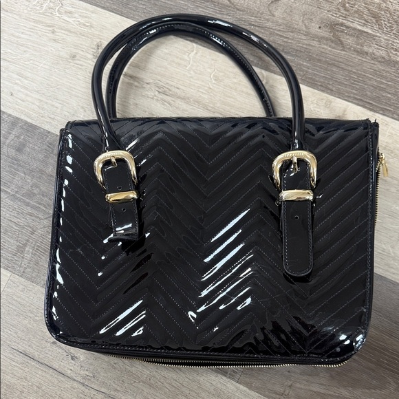 ❄️Ted Baker Glossy Black Satchel with Gold Accents - Picture 2 of 5